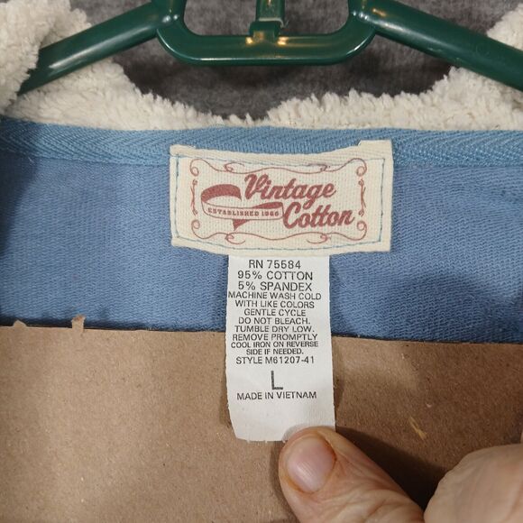 Bass Pro Natural  Reflections Blue Hooded Fleece Jacket Mens‎ L Full Zip Pockets - Picture 11 of 12